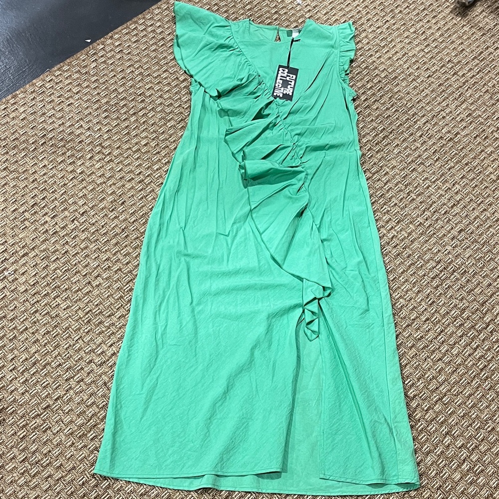 Chic Green Ruffle Maxi Dress